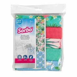 Buy ✔️ Sorbo Pack Of 5 Microfibre Cloths In Botanical Print 👏