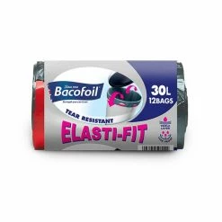 Best Sale 💯 Bacofoil 12 X 30L Elasti-Fit Kitchen Bin Liners 😍