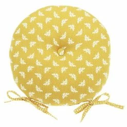 Coupon 💯 Walton & Co Ochre Bee Round Seat Pad With Ties 🧨