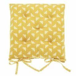 Hot Sale ⭐ Walton & Co Ochre Bee Square Seat Pad With Ties ✨