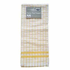 Flash Sale 👍 Le Chateau Small Check 41 X 66cm Tea Towel Yellow 🌟